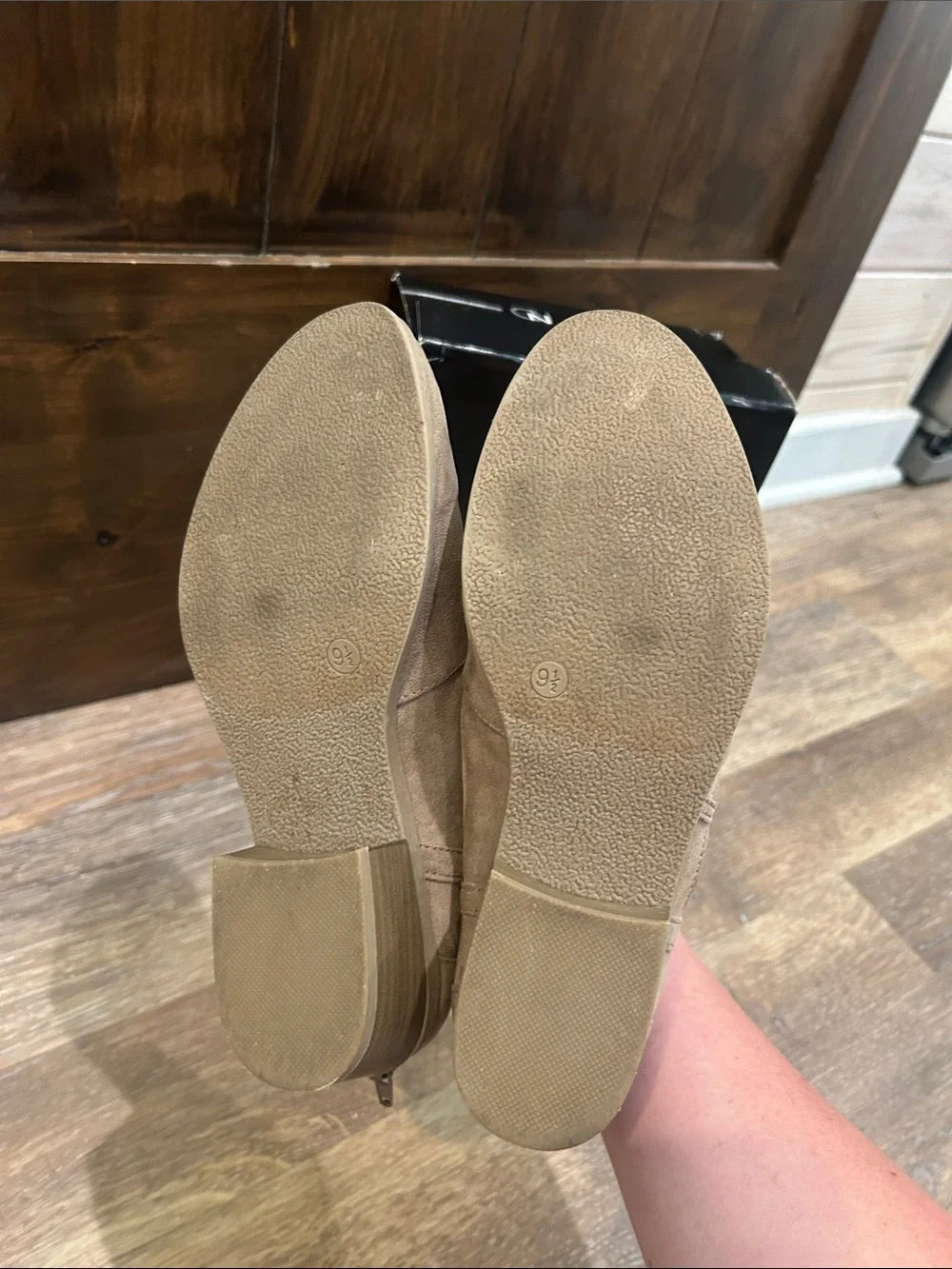 new directions Taupe Cutout Suede Ankle Booties with original box - Size 9.5